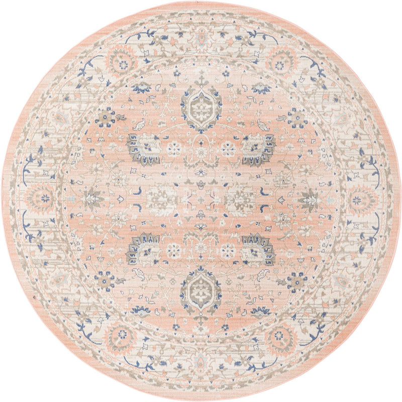 Savannah Series Collection Area Rug -  Beaufort Round Powder Pink  lifestyle 48