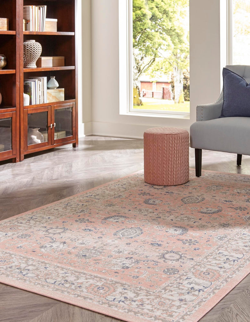 Savannah Series Collection Area Rug -  Beaufort Rectangle Powder Pink  lifestyle 9