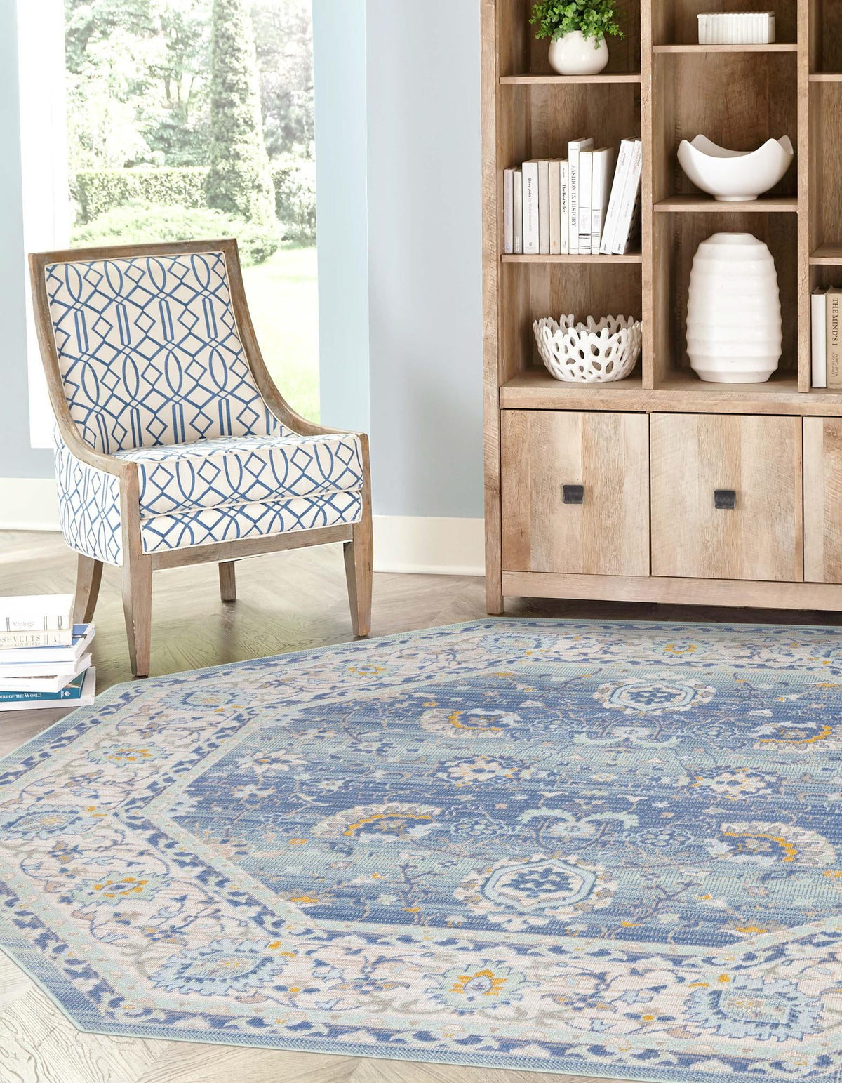 Savannah Series Collection Area Rug -  Beaufort Octagon French Blue  lifestyle 67
