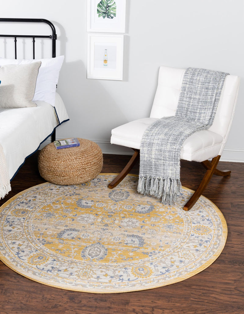 Savannah Series Collection Area Rug -  Beaufort Round Tuscan Yellow  lifestyle 52