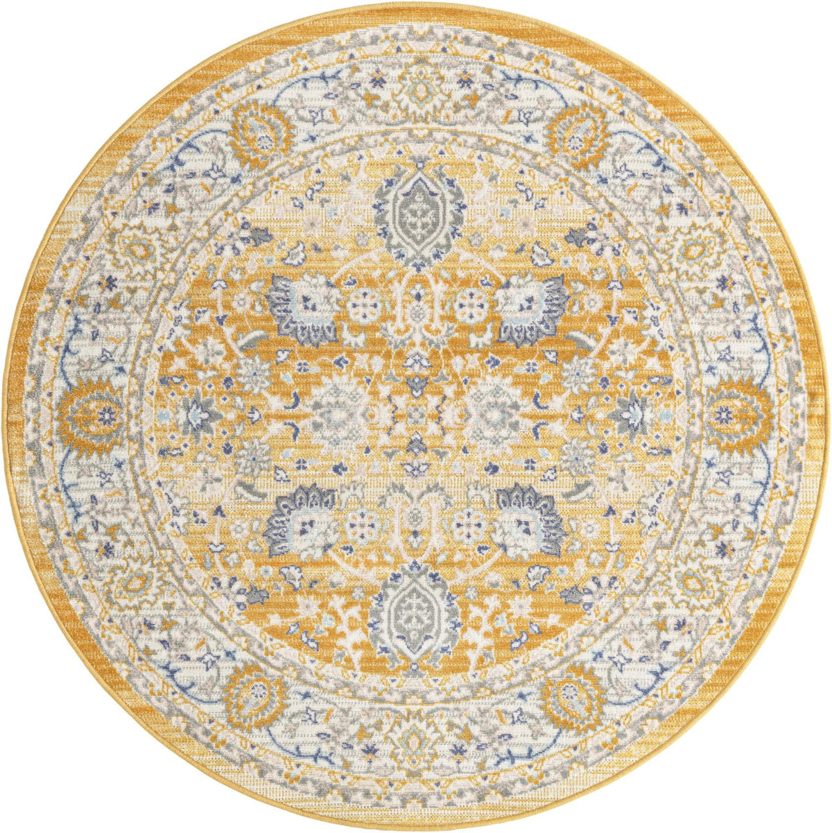 Savannah Series Collection Area Rug -  Beaufort Round Tuscan Yellow  lifestyle 43