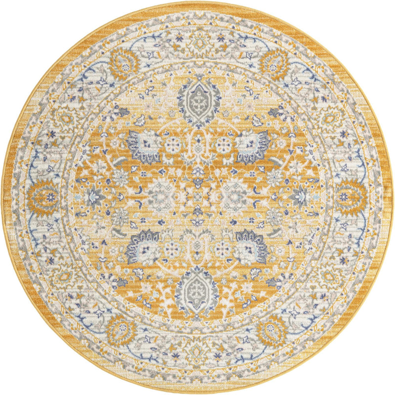 Savannah Series Collection Area Rug -  Beaufort Round Tuscan Yellow  lifestyle 43
