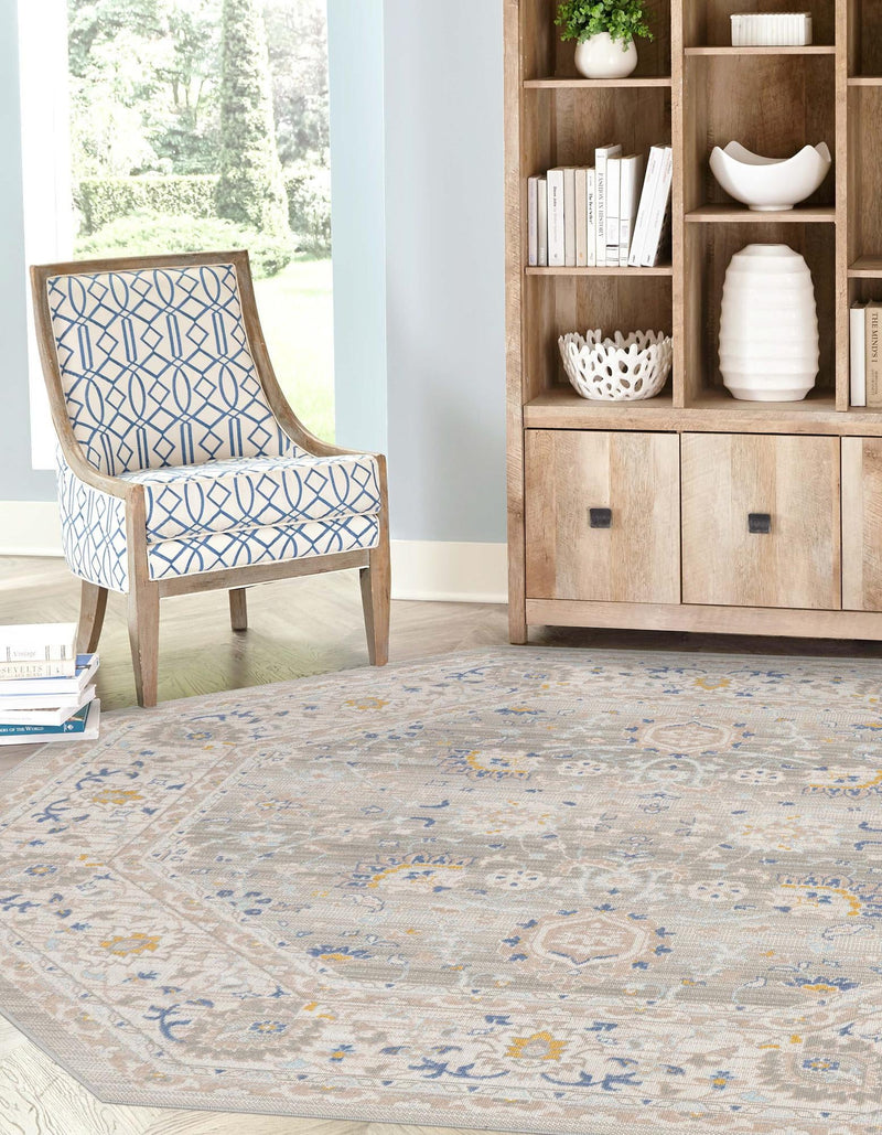 Savannah Series Collection Area Rug -  Beaufort Octagon Cloud Gray  lifestyle 73