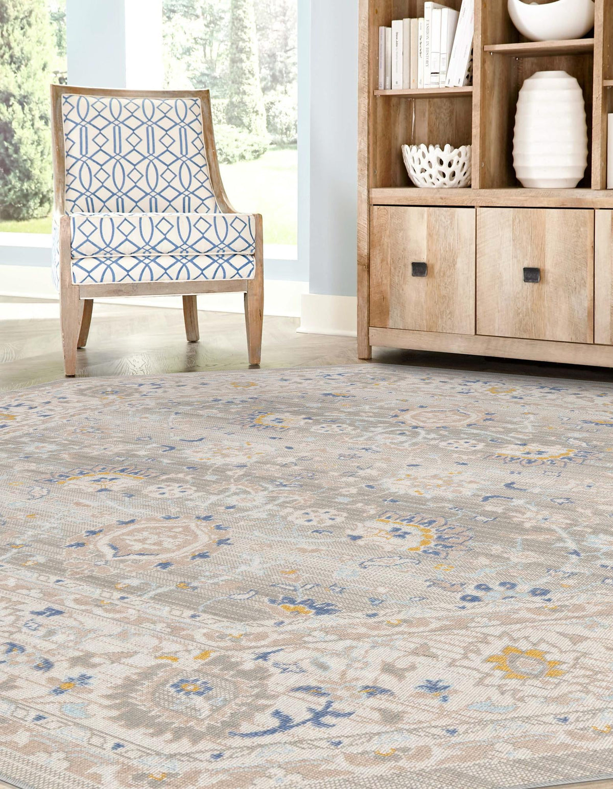 Savannah Series Collection Area Rug -  Beaufort Octagon Cloud Gray  lifestyle 93
