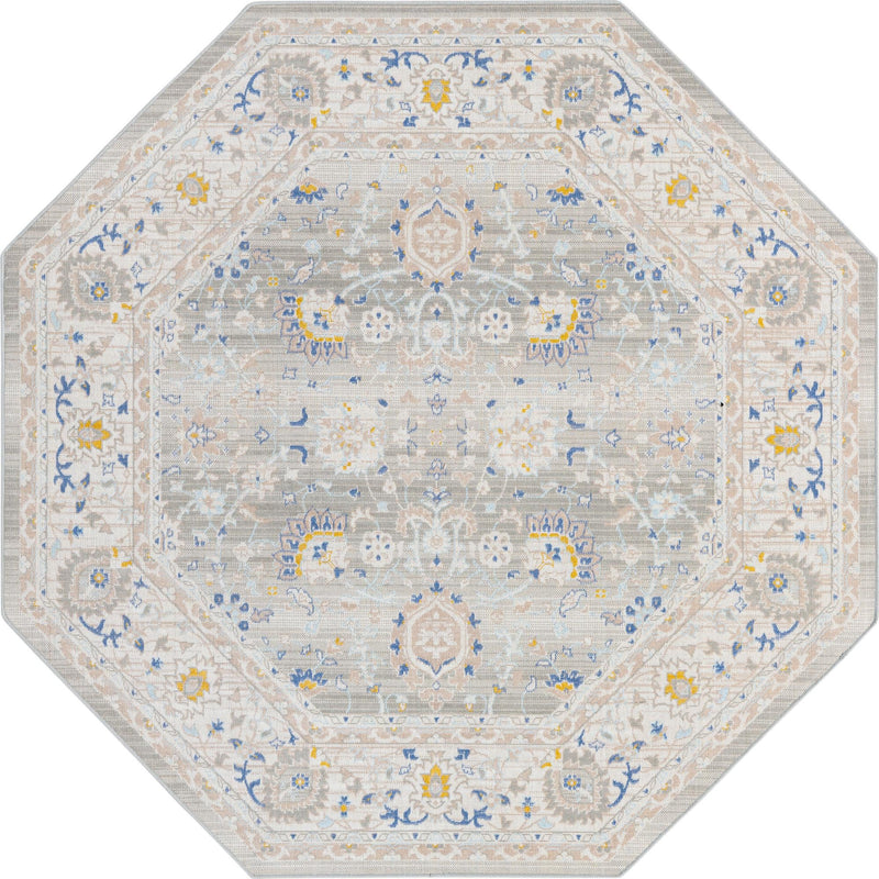 Savannah Series Collection Area Rug -  Beaufort Octagon Cloud Gray  lifestyle 55