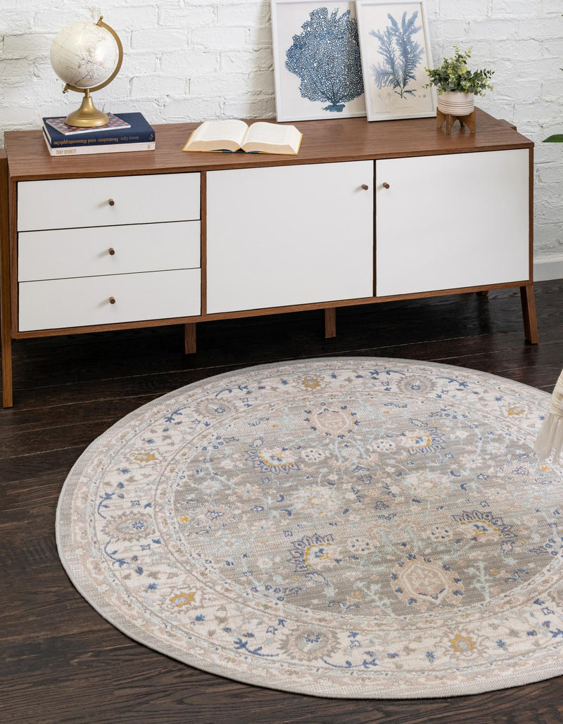 Savannah Series Collection Area Rug -  Beaufort Round Cloud Gray  lifestyle 74