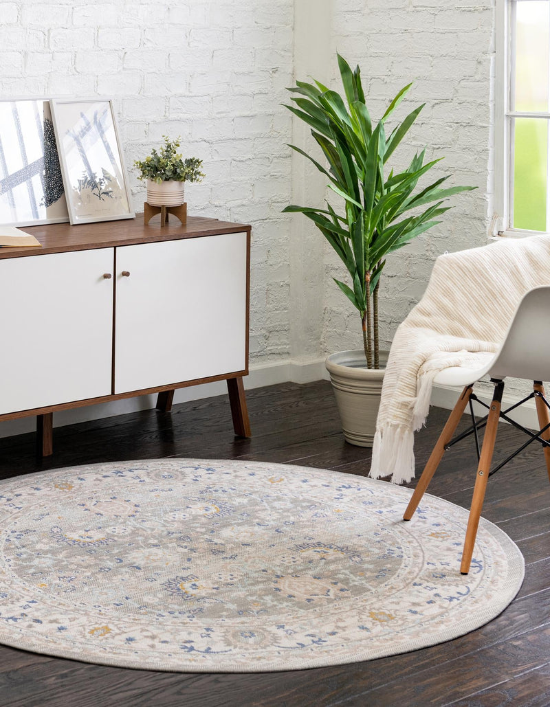 Savannah Series Collection Area Rug -  Beaufort Round Cloud Gray  lifestyle 94