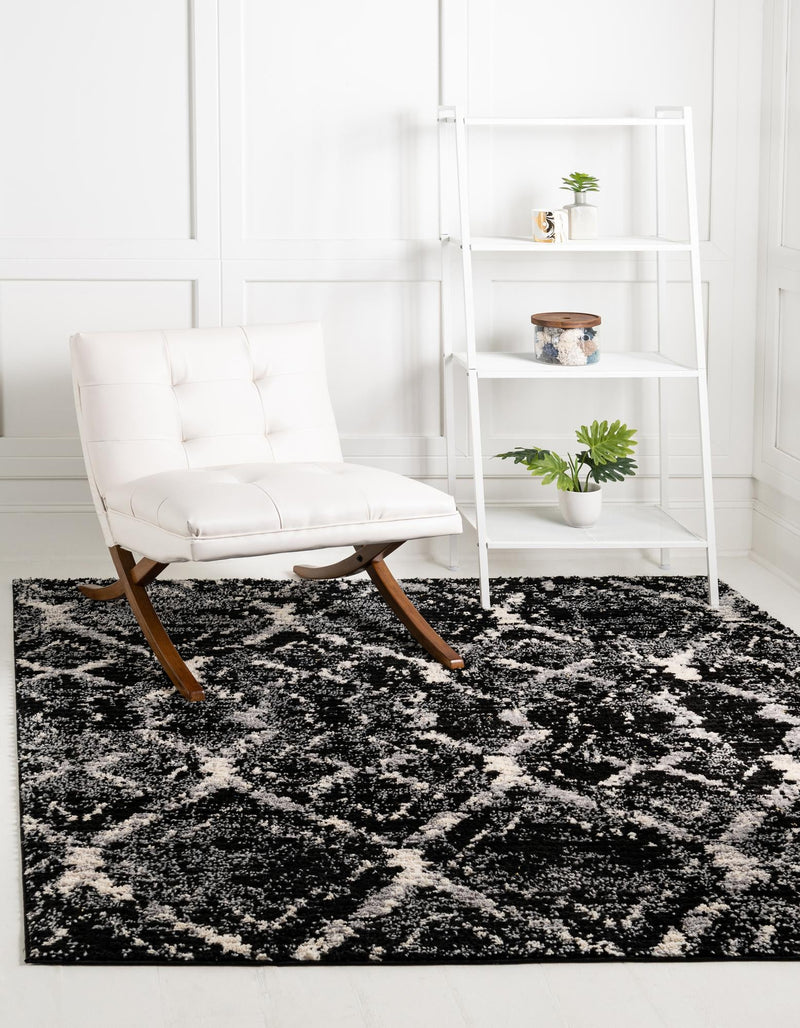 Santa Fe Trails Collection Area Rug - Canyon Square Black  lifestyle 79