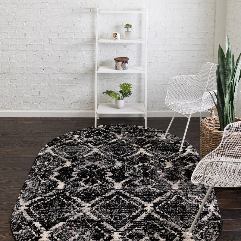 Santa Fe Trails Collection Area Rug - Canyon Oval Black  lifestyle 63