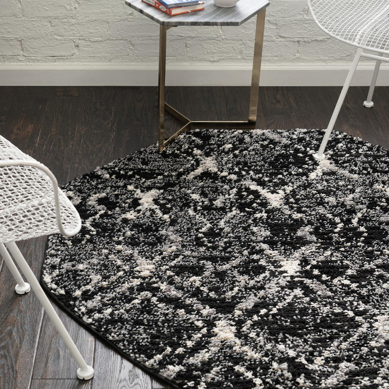 Santa Fe Trails Collection Area Rug - Canyon Octagon Black  lifestyle 80