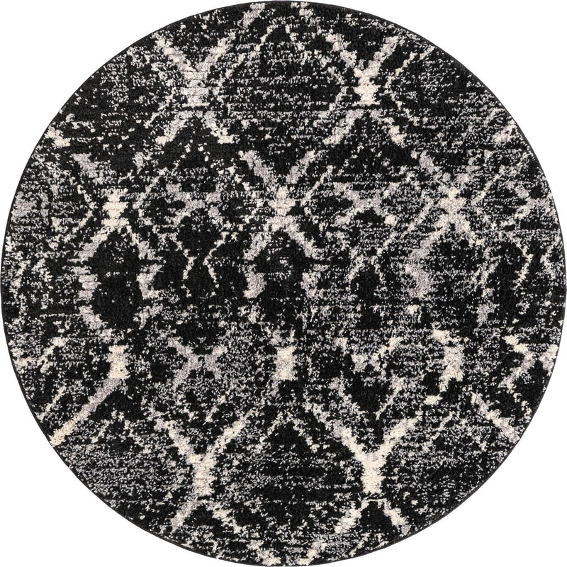 Santa Fe Trails Collection Area Rug - Canyon Round Black  lifestyle 44
