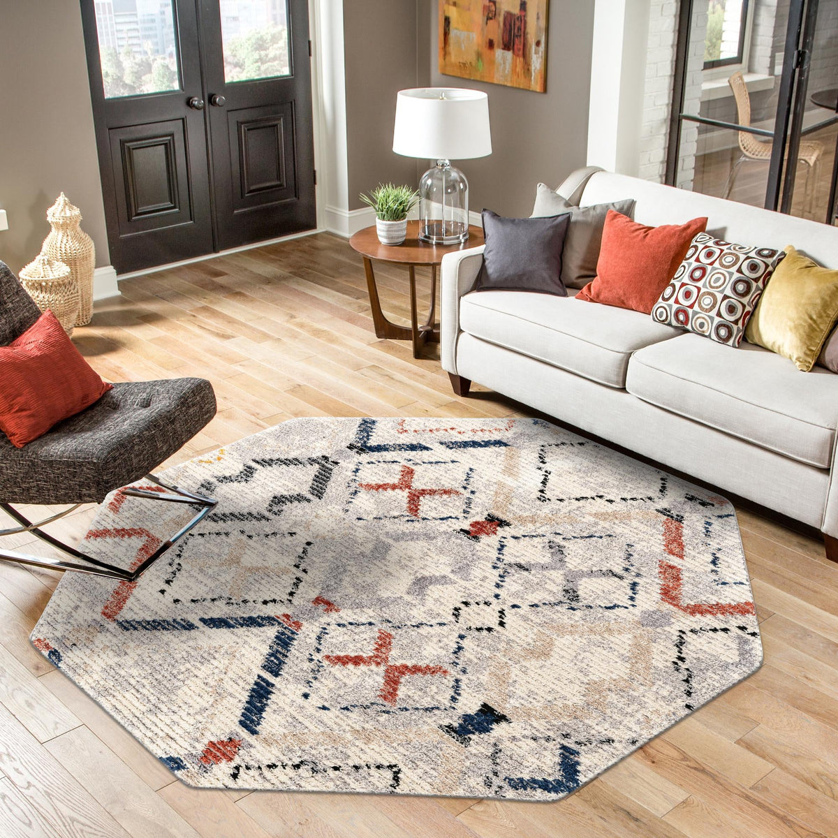 Santa Fe Trails Collection Area Rug - Canyon Octagon Multi  lifestyle 95
