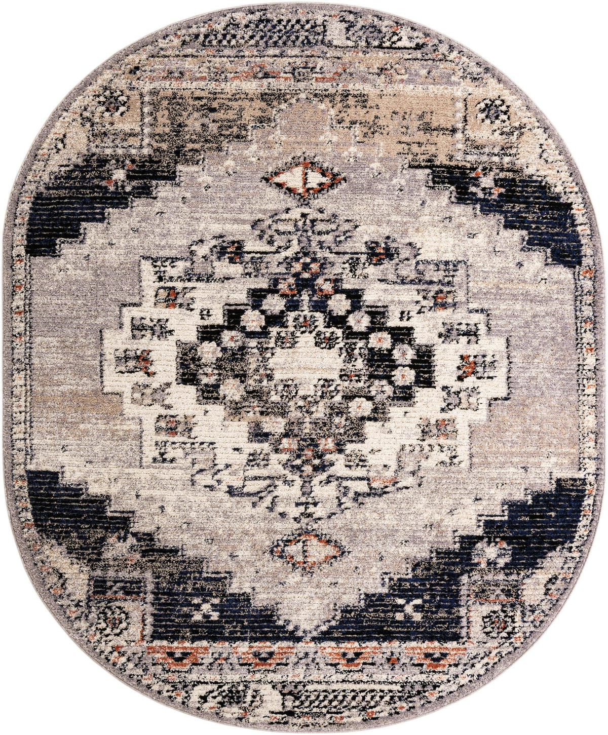 Santa Fe Trails Collection Area Rug -  Mesa Oval Gray  lifestyle 28
