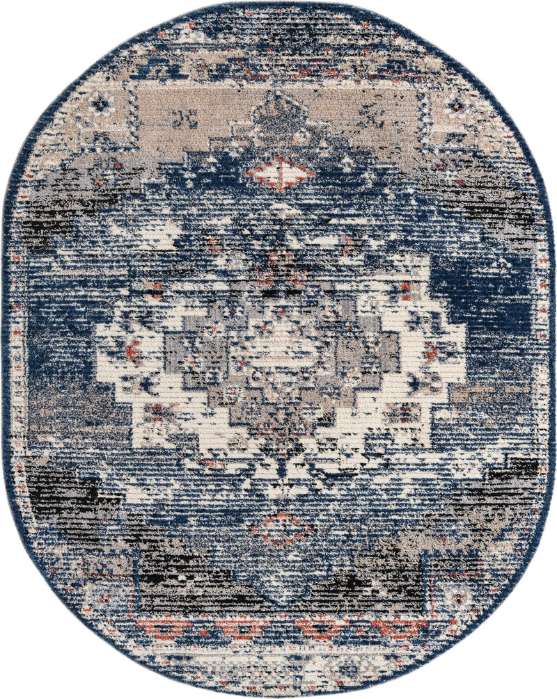 Santa Fe Trails Collection Area Rug -  Mesa Oval Blue  lifestyle 43