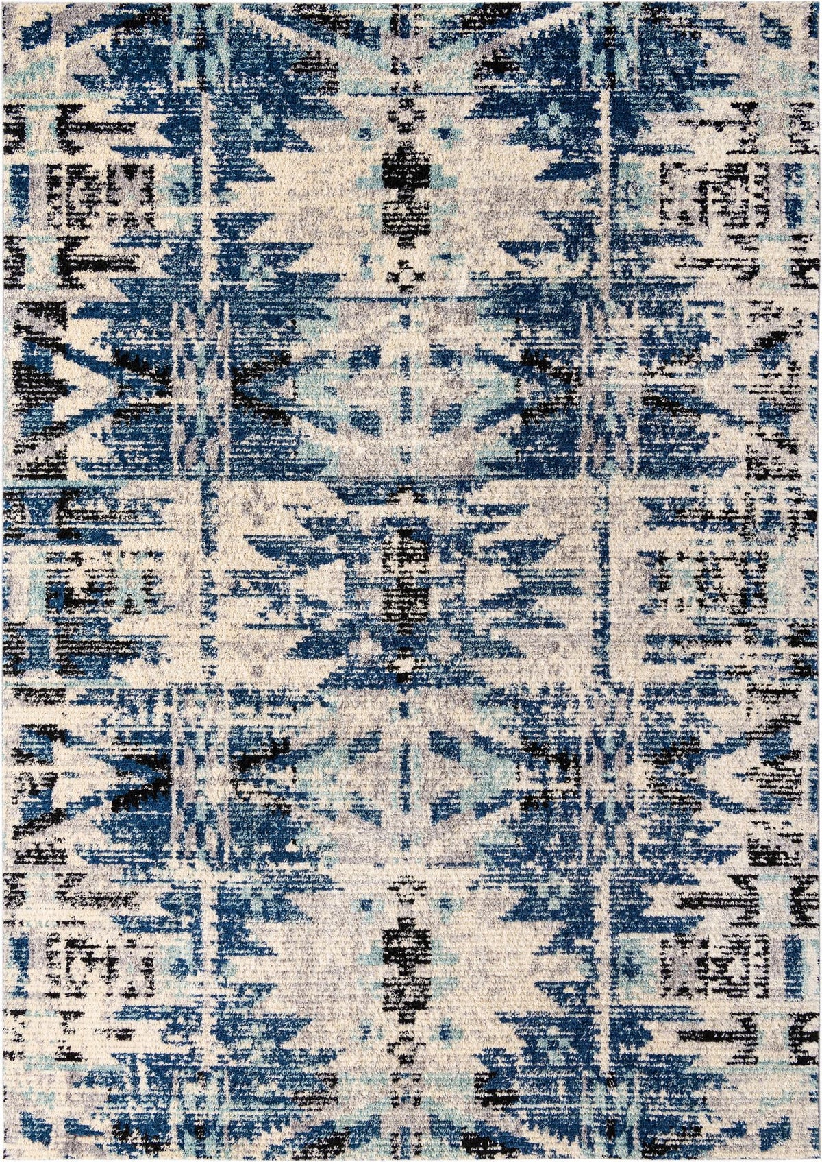Santa Fe Trails Collection Area Rug -  Adobe Rectangle Blue Main