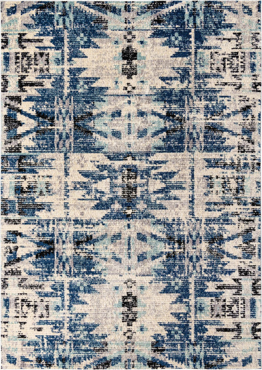 Santa Fe Trails Collection Area Rug -  Adobe Rectangle Blue Main