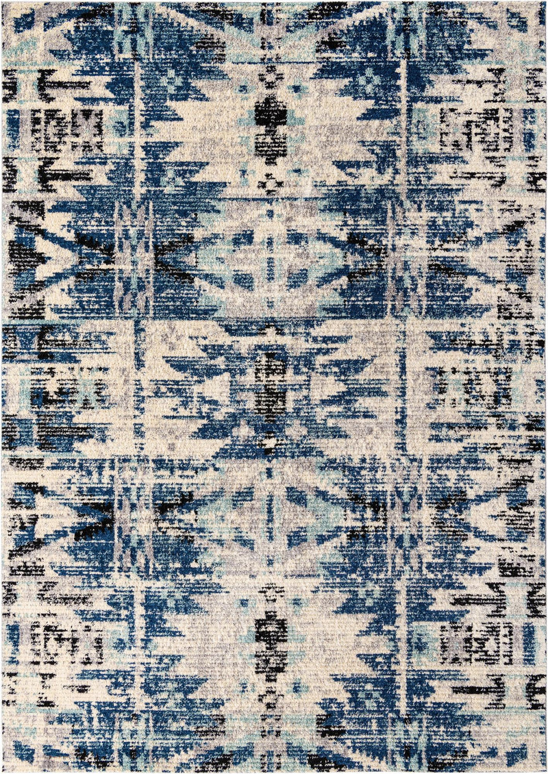 Santa Fe Trails Collection Area Rug -  Adobe Rectangle Blue Main