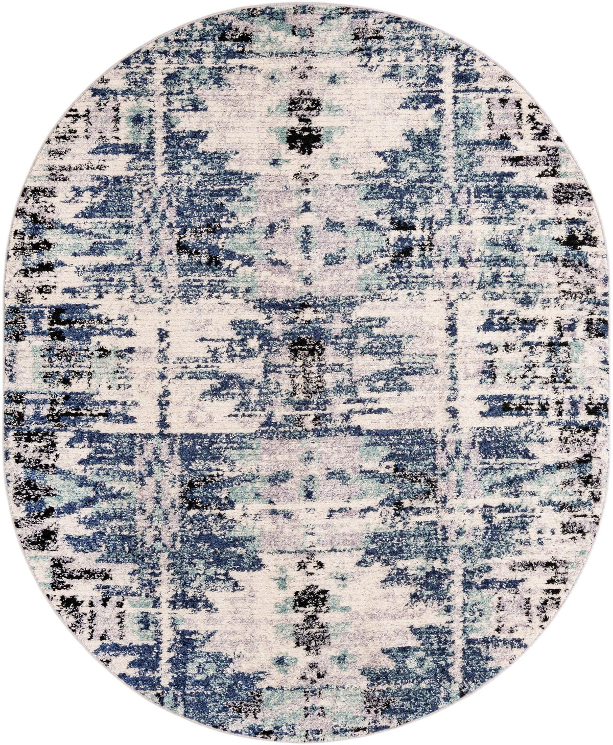 Santa Fe Trails Collection Area Rug -  Adobe Oval Blue  lifestyle 15