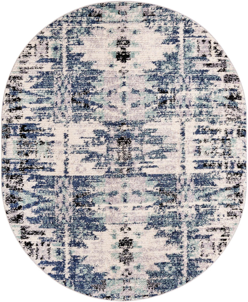 Santa Fe Trails Collection Area Rug -  Adobe Oval Blue  lifestyle 15