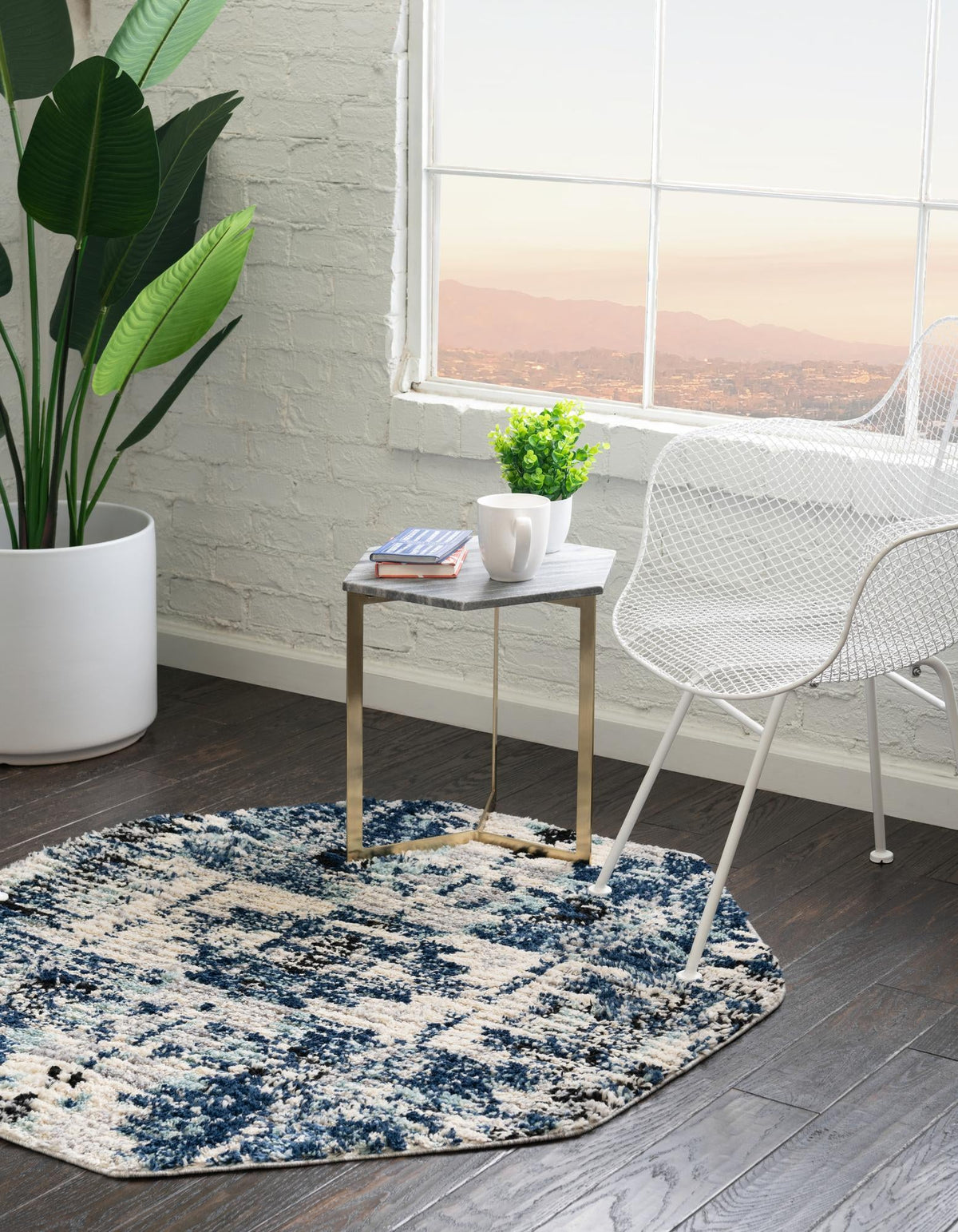 Santa Fe Trails Collection Area Rug -  Adobe Octagon Blue  lifestyle 25