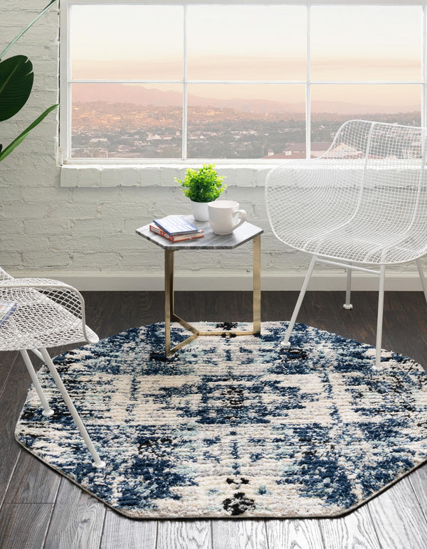 Santa Fe Trails Collection Area Rug -  Adobe Octagon Blue  lifestyle 43