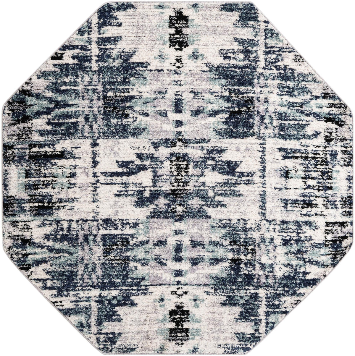 Santa Fe Trails Collection Area Rug -  Adobe Octagon Blue  lifestyle 26