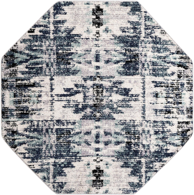 Santa Fe Trails Collection Area Rug -  Adobe Octagon Blue  lifestyle 26