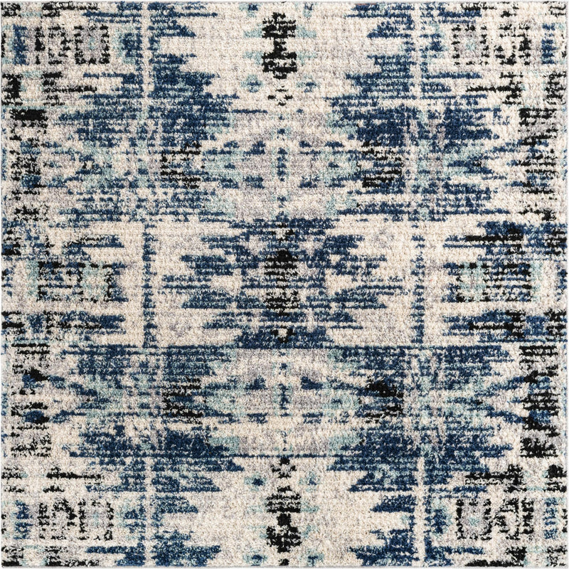 Santa Fe Trails Collection Area Rug -  Adobe Square Blue  lifestyle 17