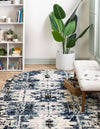 Santa Fe Trails Collection Area Rug -  Adobe Oval Blue  lifestyle 33