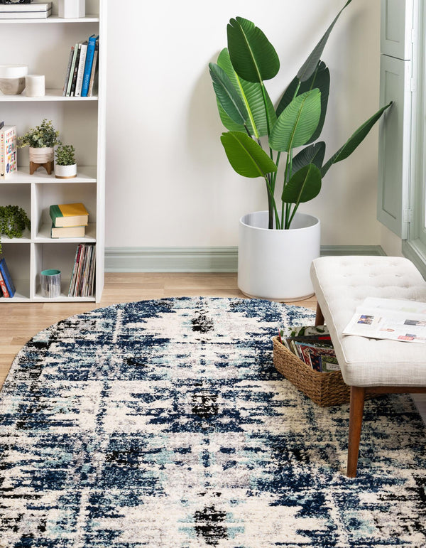 Santa Fe Trails Collection Area Rug -  Adobe Oval Blue  lifestyle 33