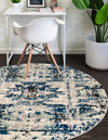 Santa Fe Trails Collection Area Rug -  Adobe Round Blue  lifestyle 36
