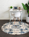 Santa Fe Trails Collection Area Rug -  Adobe Round Blue  lifestyle 45