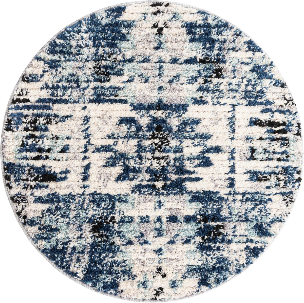 Santa Fe Trails Collection Area Rug -  Adobe Round Blue  lifestyle 18
