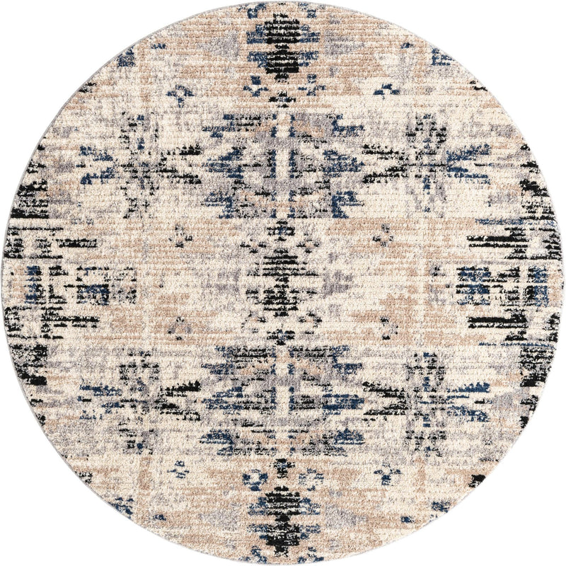Santa Fe Trails Collection Area Rug -  Adobe Round Ivory  lifestyle 21