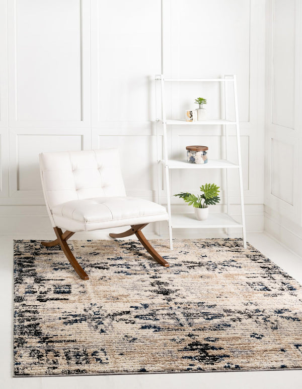Santa Fe Trails Collection Area Rug -  Adobe Square Ivory  lifestyle 38