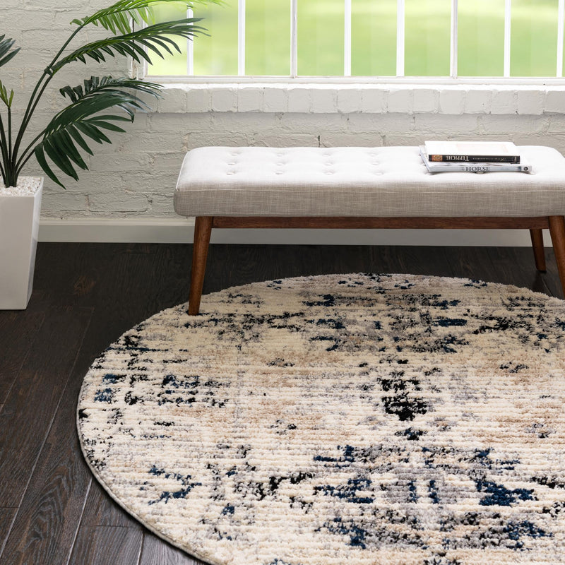 Santa Fe Trails Collection Area Rug -  Adobe Round Ivory  lifestyle 39