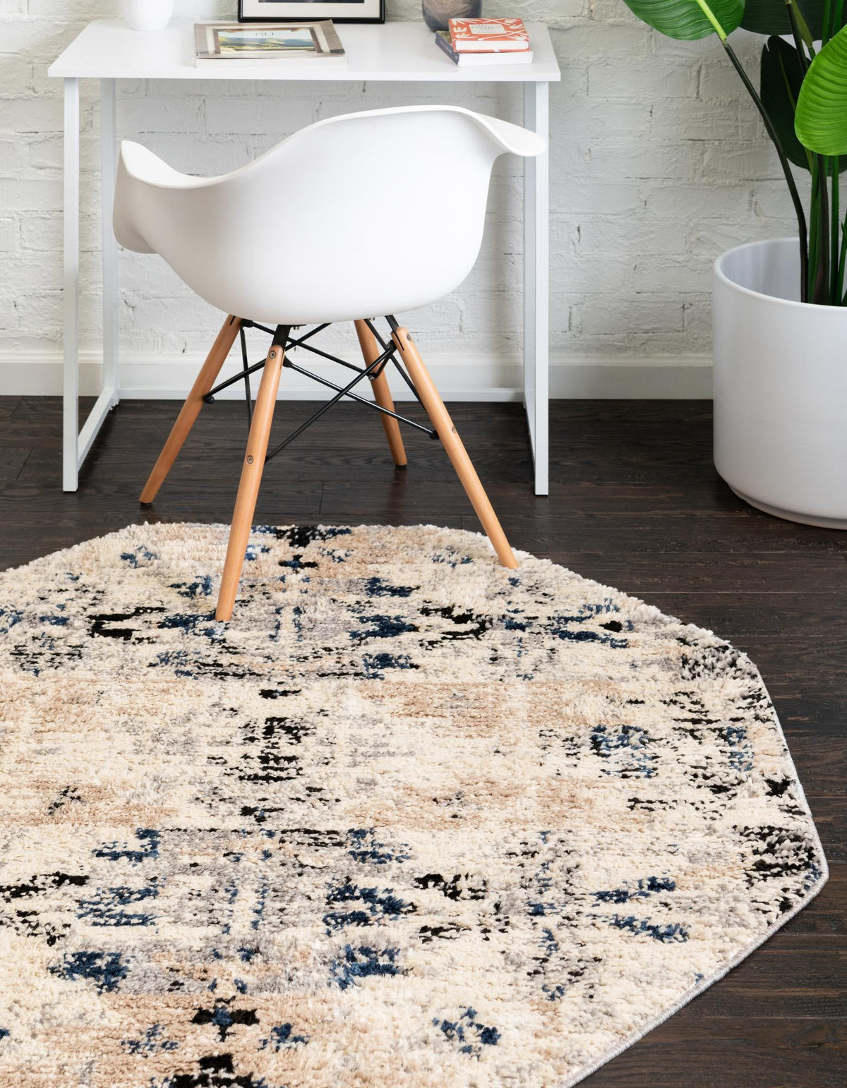 Santa Fe Trails Collection Area Rug -  Adobe Octagon Ivory  lifestyle 45