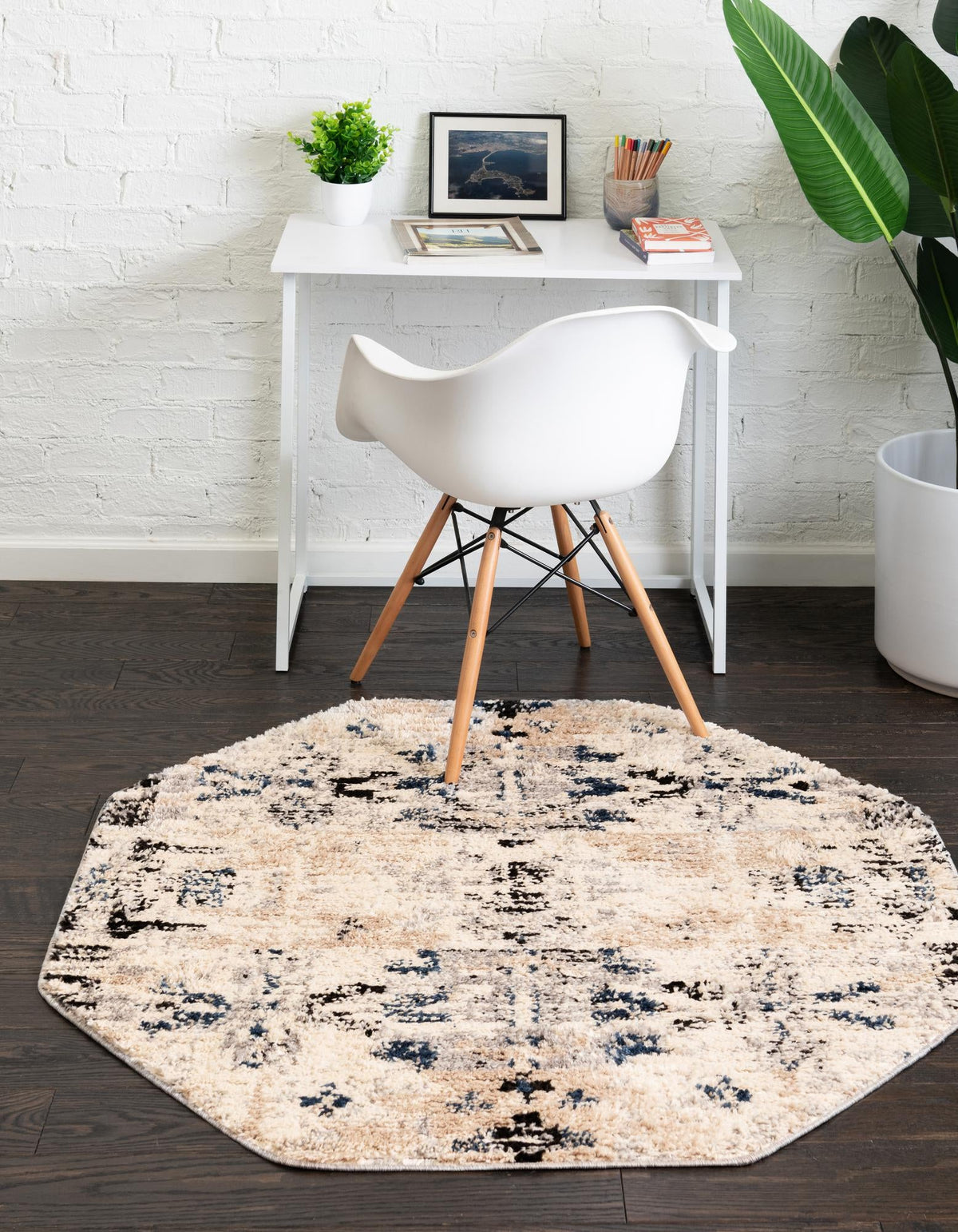 Santa Fe Trails Collection Area Rug -  Adobe Octagon Ivory  lifestyle 51