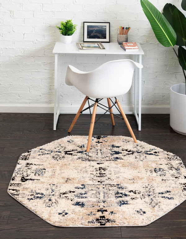 Santa Fe Trails Collection Area Rug -  Adobe Octagon Ivory  lifestyle 51