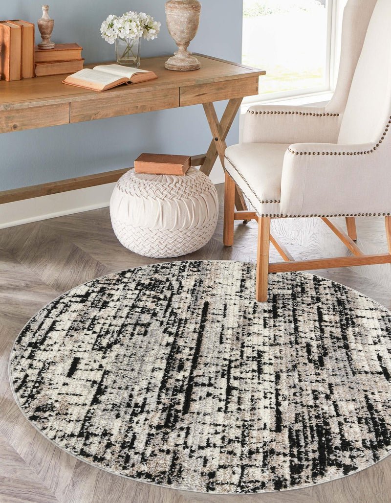 Santa Fe Trails Collection Area Rug -  Chaparral Round Gray  lifestyle 37