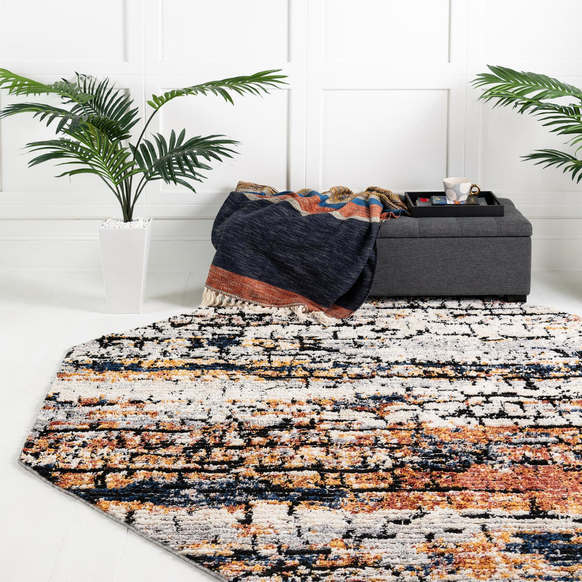 Santa Fe Trails Collection Area Rug -  Chaparral Octagon Multi  lifestyle 48