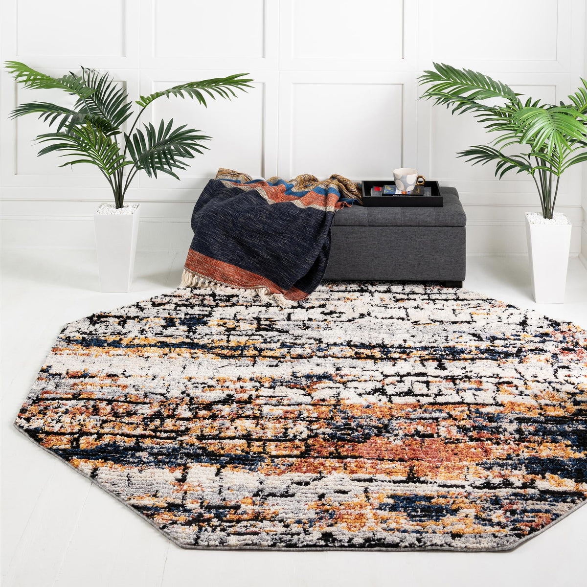 Santa Fe Trails Collection Area Rug -  Chaparral Octagon Multi  lifestyle 54