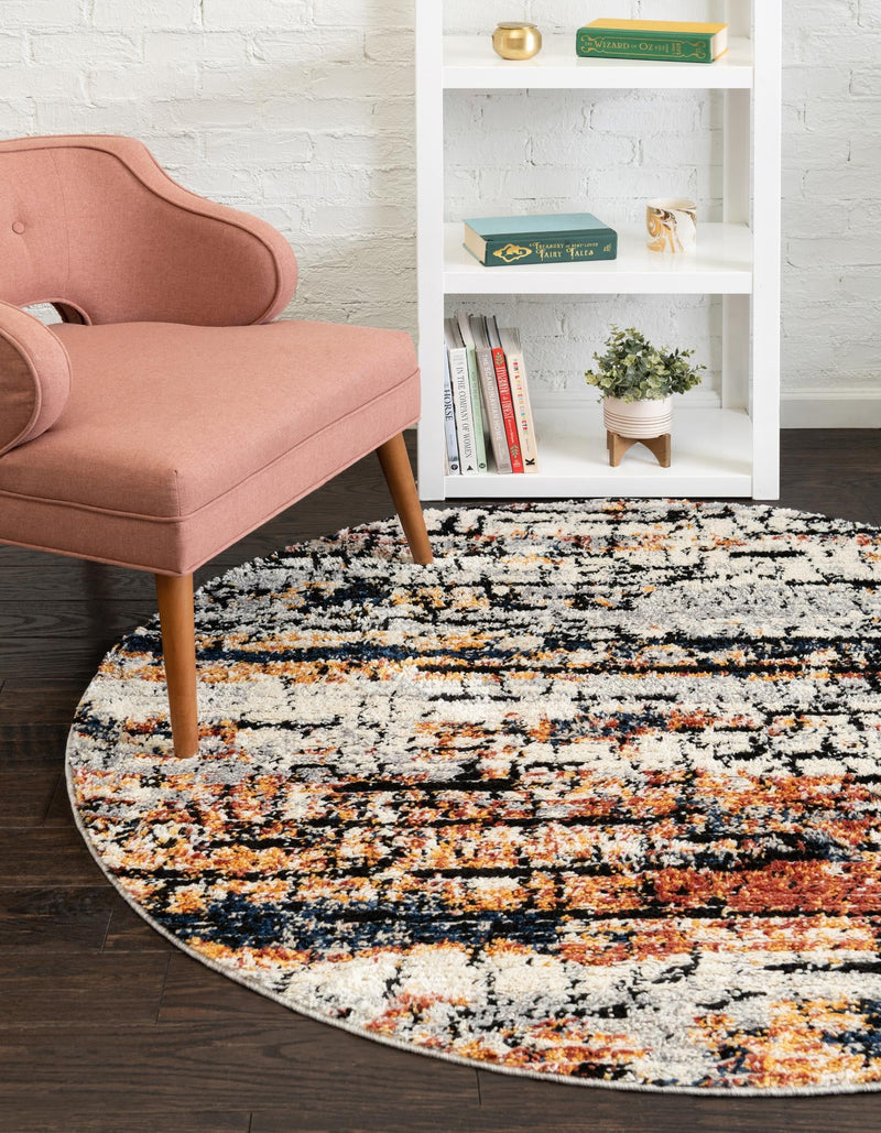 Santa Fe Trails Collection Area Rug -  Chaparral Round Multi  lifestyle 49