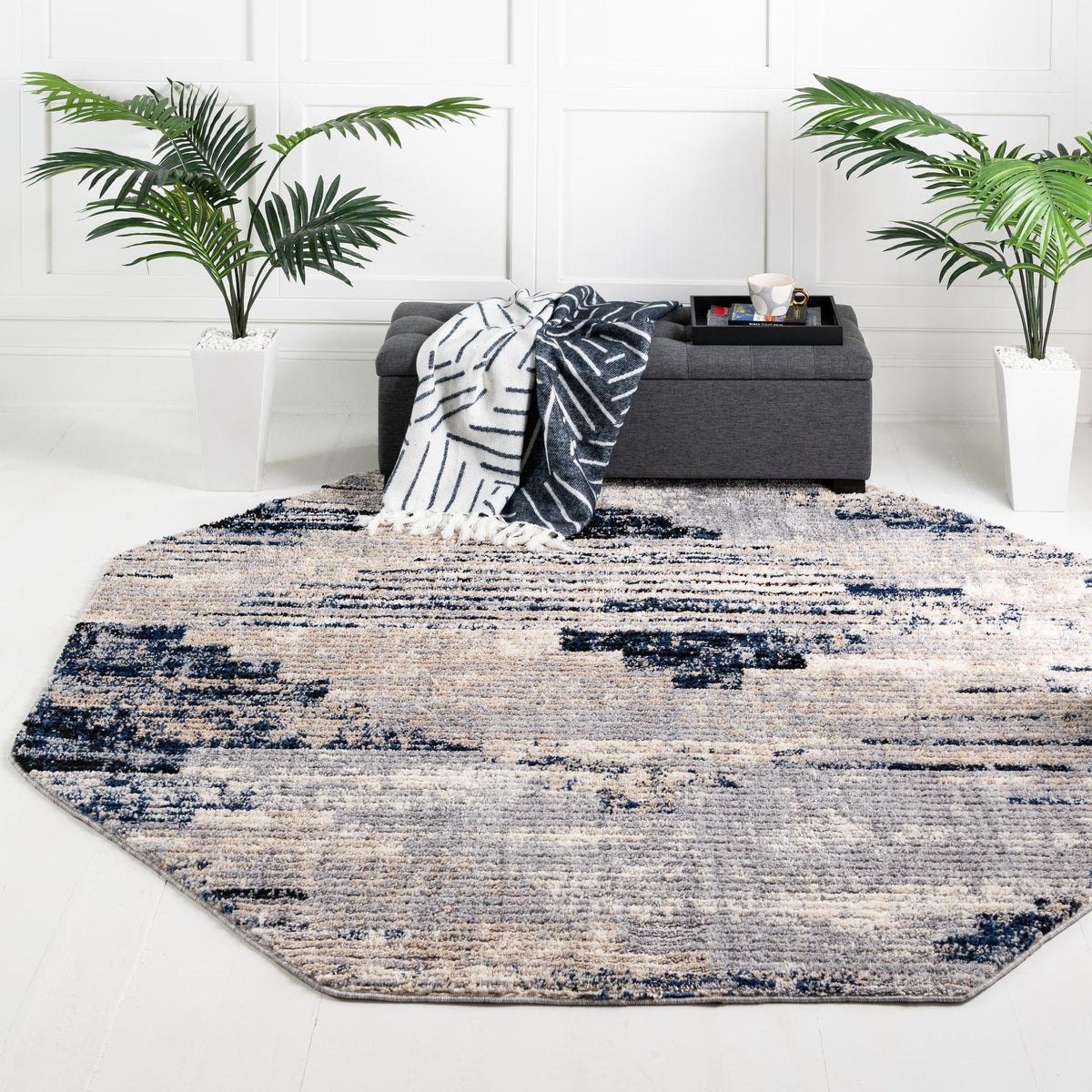 Santa Fe Trails Collection Area Rug -  Arroyo Octagon Gray  lifestyle 59