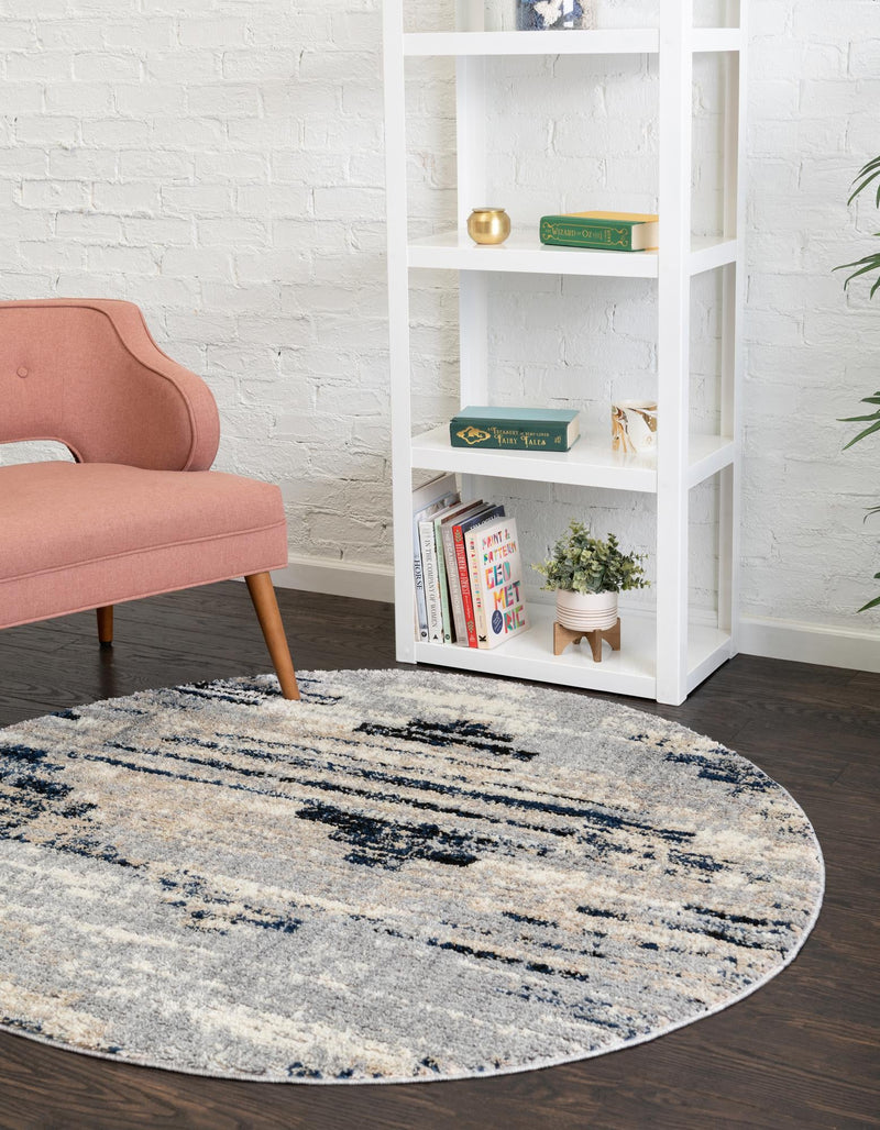 Santa Fe Trails Collection Area Rug -  Arroyo Round Gray  lifestyle 44