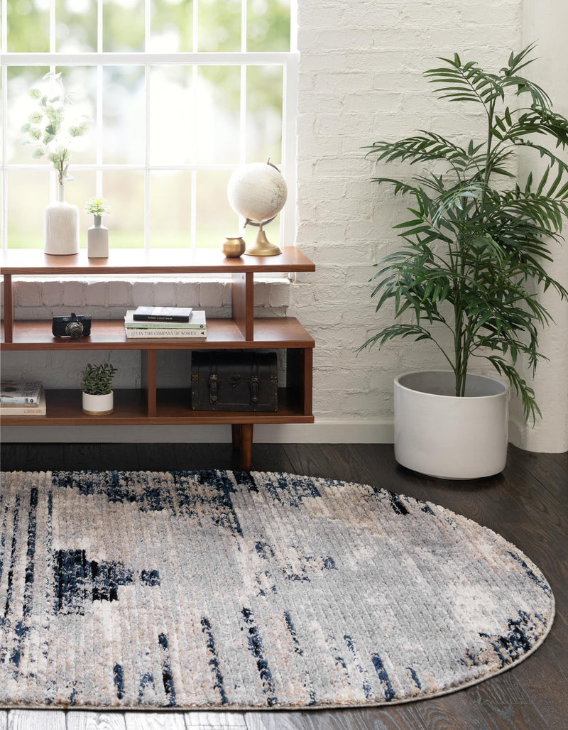 Santa Fe Trails Collection Area Rug -  Arroyo Oval Gray  lifestyle 45