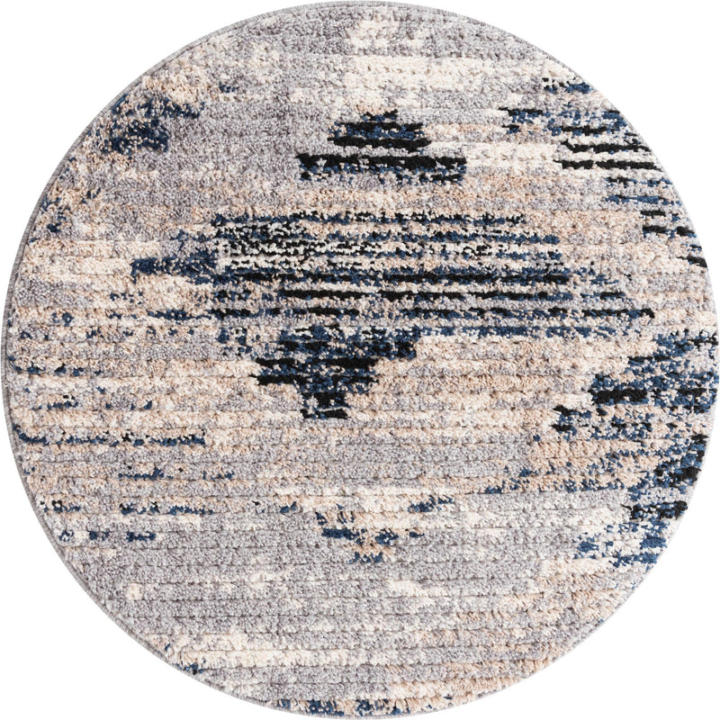 Santa Fe Trails Collection Area Rug -  Arroyo Round Gray  lifestyle 36