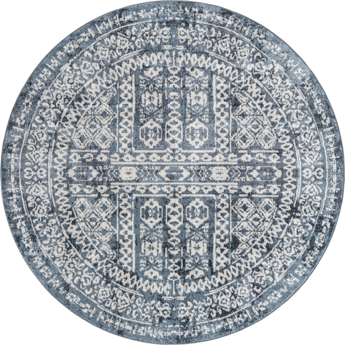 Cambridge Classics Collection Area Rug - Kendall (Blue) Round Blue  lifestyle 11