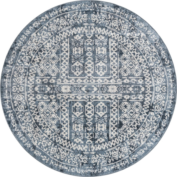 Cambridge Classics Collection Area Rug - Kendall (Blue) Round Blue  lifestyle 11