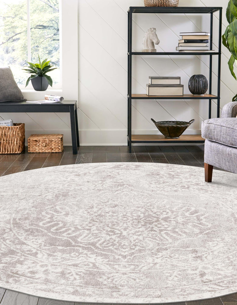 Cambridge Classics Collection Area Rug -  Fitzwilliam (Gray) Round Gray  lifestyle 24